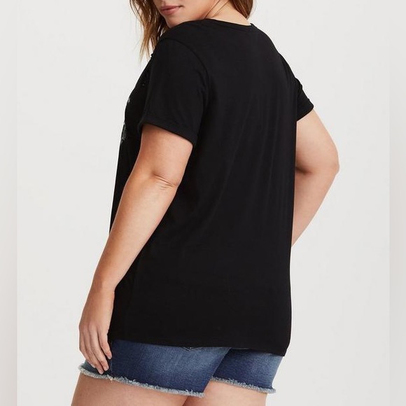 Black Spring Florals Choker Neck Tee - Picture 4 of 4